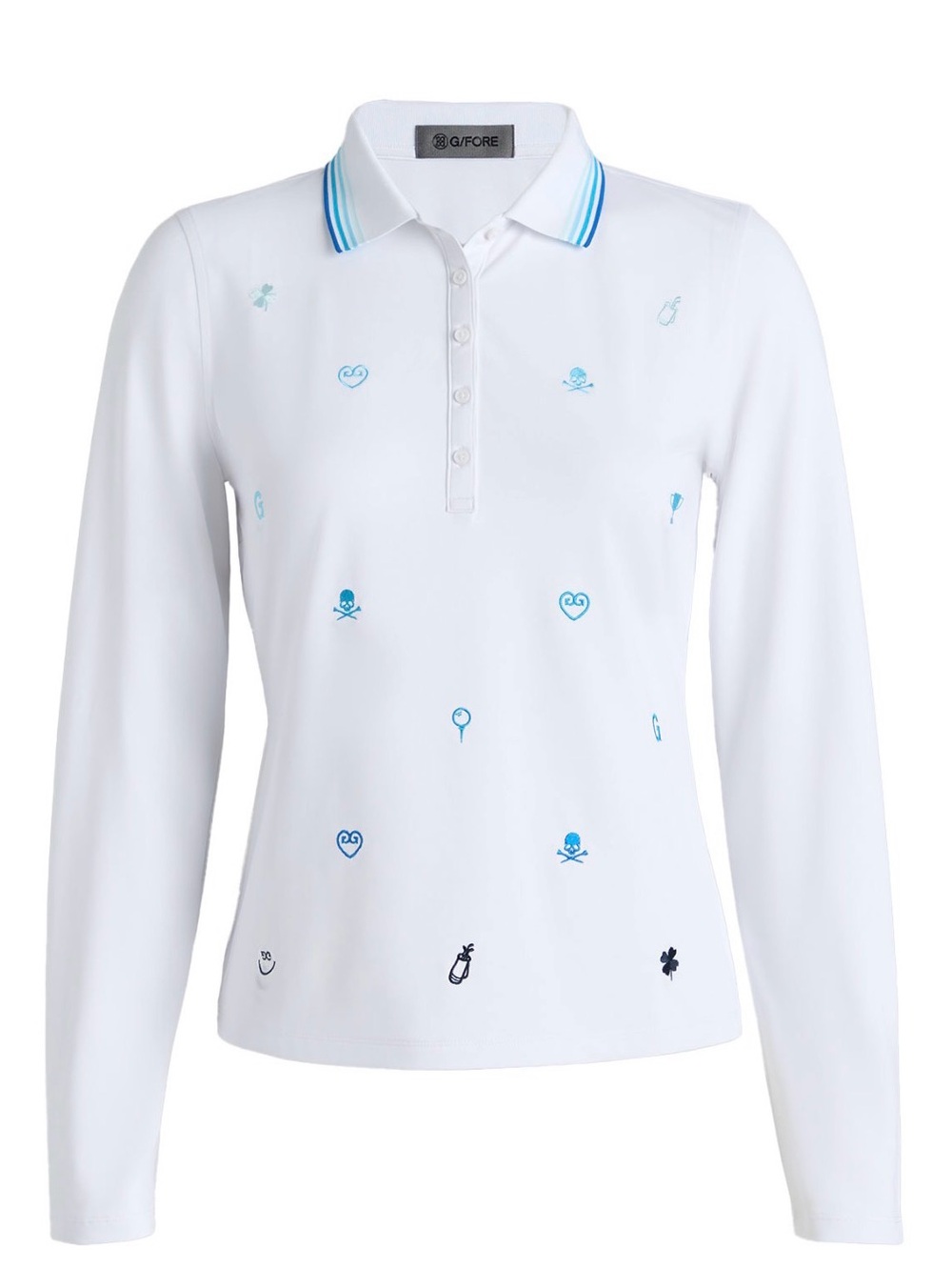 G/FORE Icon Embroidered Tech Pique Knit Long Sleeve Polo Snow NWT Size L